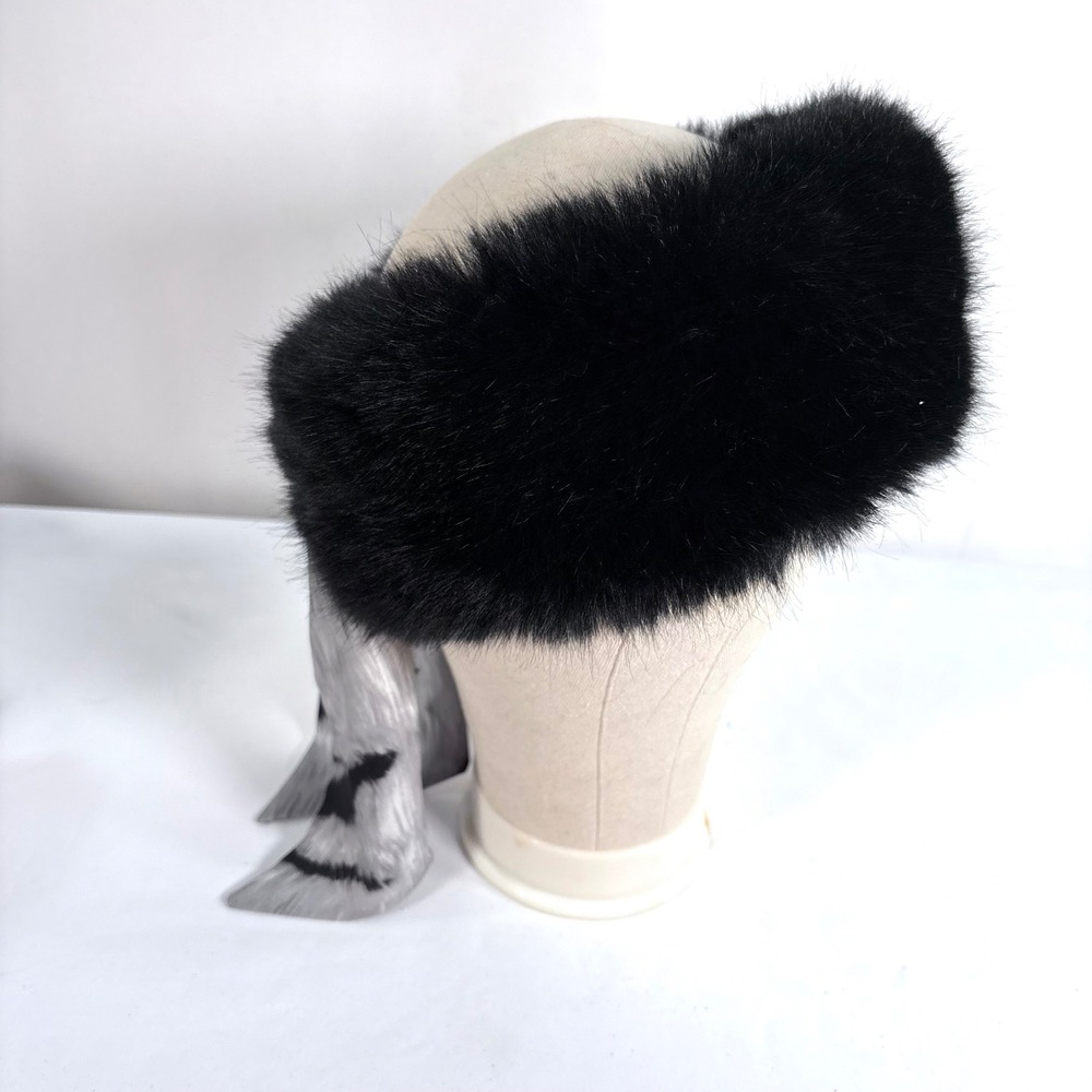 White House Black Market Headband Black Faux Fur Zebra Print Scarf Tie Wrap
